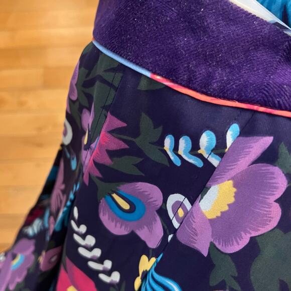 CACHAREL Purple Silk Floral Pleated Knee Length Skirt Size 38 US 4 - Picture 4 of 5